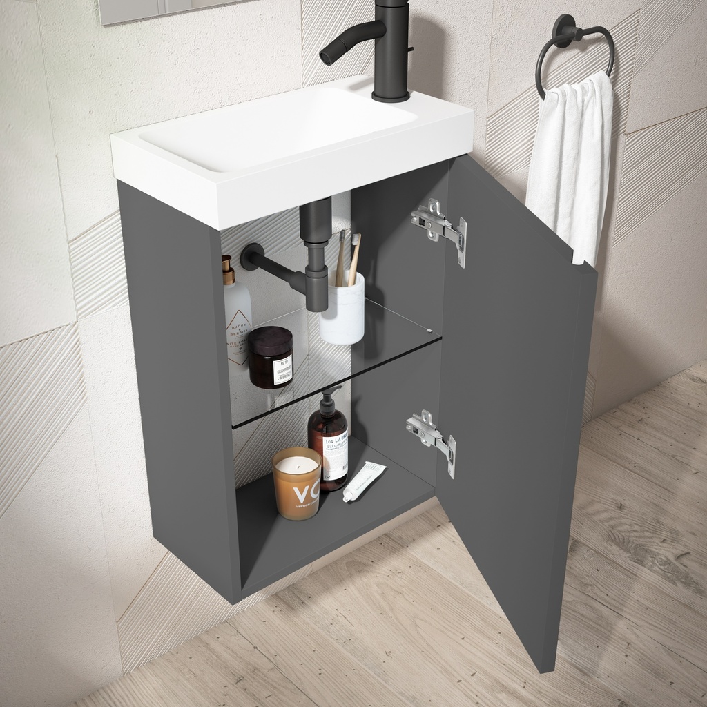 ENSEMBLE LAGOS DE 40 DE 1P (MEUBLE+VASQUE+MIROIR) CENIZA
