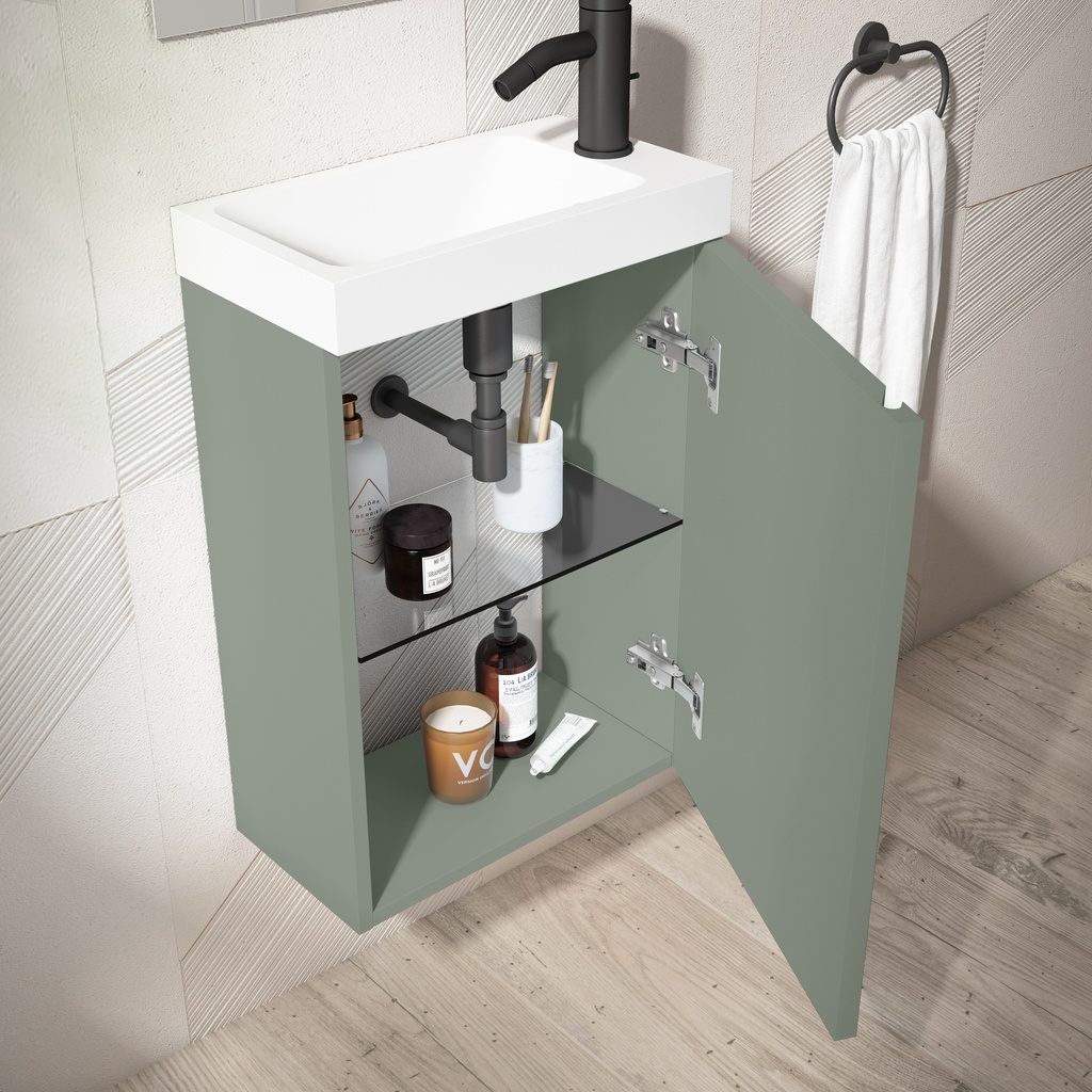 ENSEMBLE LAGOS DE 40 DE 1P (MEUBLE+VASQUE+MIROIR) MUSGO